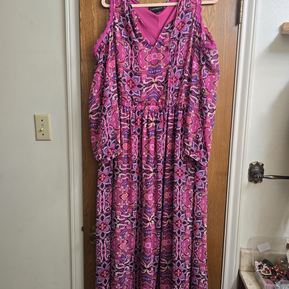 Lane Bryant Vibrant Pink Long Sleeve Dress - Picture 6 of 9
